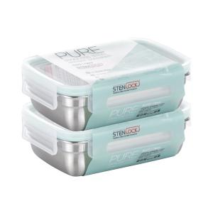 스텐락 국산 스텐밀폐용기 퓨어 직사각 5호 2p세트 730ml