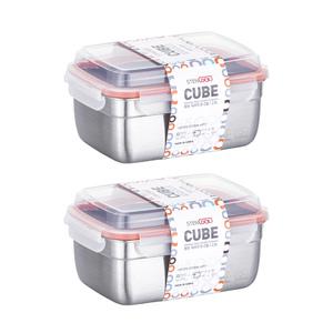 [스텐락] 본사 국내제조 큐브 밀폐용기 6-2호(2,000ml) 2p세트