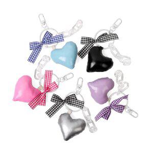귀여운 컬러 쿠션 하트 리본 키링 / 에어팟 가방 장식 열쇠고리 키홀더