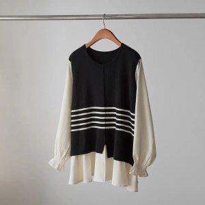 (안나앤플러스) 베스티 레이어드 니트[니트DYE10] 빅사이즈