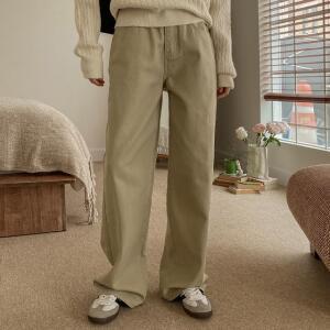 [시크릿라벨] [포근한5컬러] 세미 와이드 코튼팬츠