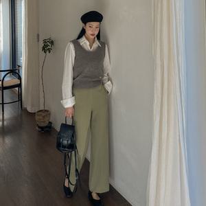 [구김x/뒷밴딩] 치즈스판 세미 와이드 슬랙스