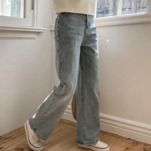 [탄탄쫀쫀/히든밴딩] 세미와이드 워싱 데님팬츠