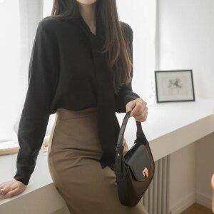 [하객룩/무드핏] 심플 타이 루즈핏 블라우스