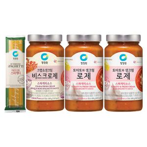 청정원 파스타소스, 로제, 600g, 2개 + 비스크로제, 600g, 1개 + 스파게티면, 500g, 1