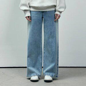 여성 히든밴딩 워싱 슈퍼와이드 데님팬츠_261(10510-155-205-10)