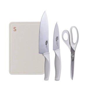 [브랜드픽~45%] 도루코 마린 베이지 칼도마 4종세트 (식도+과도+가위+도마)