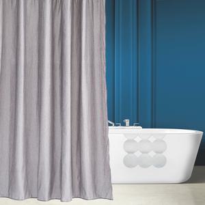 [커먼룩] 일체형샤워커튼 린넨+욕조매트 애쉬