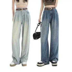 (XS~2XL) 와이드 슬림핏 진청 연청 데님 여름 청바지