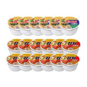 농심 김치사발면, 86g, 12개 + 육개장사발면, 86g, 6개