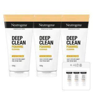 뉴트로지나 NEW 딥클린 포밍 클렌저 150g, 3개 + 증정(젠틀폼 클렌저 10g, 3개)