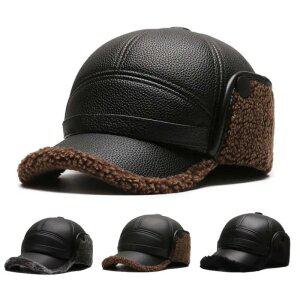 남성 레더 귀덮개 방한 모자 귀마개 캡모자 (3color)