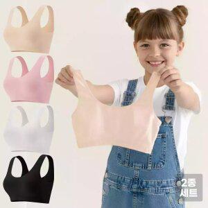 [1개+1개] 주니어 하이틴 심리스 브라탑 일체형 노와이어 초중고등 학생 청소년 속옷