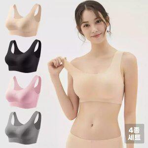 [4개 세트] 심리스 브라탑 4p 노와이어 노라인 무봉제 속옷 이너웨어 스포츠브라