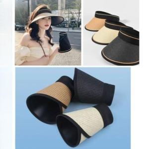 J2K 돌돌이썬캡 썬바이저 밀짚 라탄 햇빛차단 여름 자외선차단