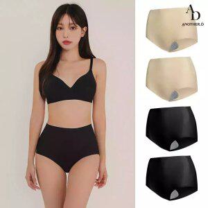 (4개세트) 2컬러 심리스 하이웨스트 팬티 노라인 무봉제 여성 팬티 이너웨어