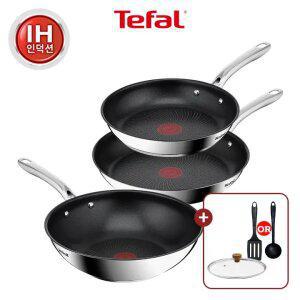 [테팔] 심플리쉐프 인덕션 프라이팬 3종(팬24+팬28+웍28)+우드뚜껑24+뒤집개