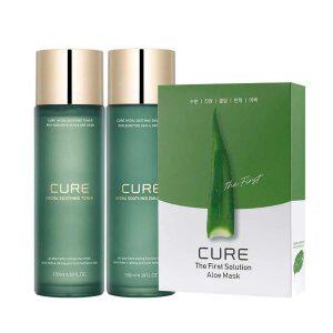 [15%+카드12%] 김정문알로에 수딩 기초 세트 (토너, 에멀전) + 솔루션 마스크팩 10매