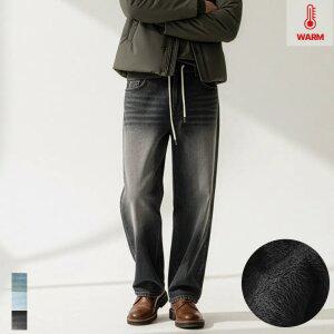 남자 기모 청바지 와이드 밴딩 샌드 워싱 데님 팬츠 빅사이즈 연청 진청 중청 3컬러