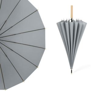 J2K 그레이장우산 우드핸들 일자 자동 대형 경량 레이저각인