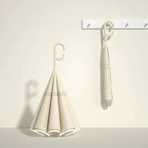 파스텔 반대로 접히는 튼튼한 장우산 차량용 C형손잡이 빛반사 아이디어 우산