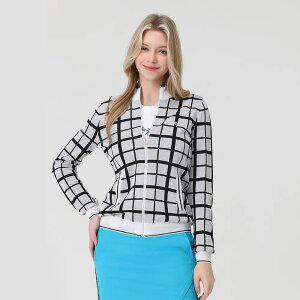 [엘르골프] 여성 패턴 풀집업 스웨터 가디건_6I23702