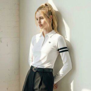 [엘르골프] 여성 아일렛 폴로 긴팔 티셔츠_6I25205