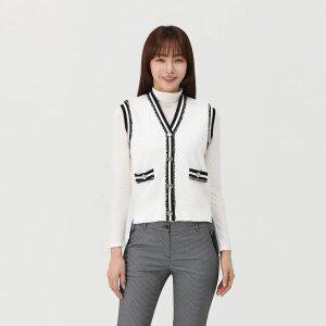 [엘르골프] 여성 라인 포인트 브이넥 스웨터_6I23102