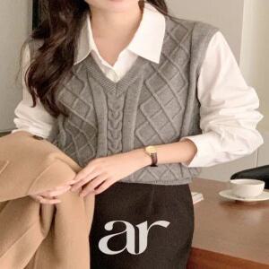 (셔츠베스트/2in1) 케이트 니트 베스트 레이어드 셔츠 nt4269