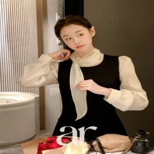 (반목블라우스) 펄 타이 리본 반하이넥 블라우스 하객룩 오피스룩 봄코디 bs8544