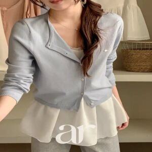 (보들촉촉/여리핏/데일리가디건) 레온 실버 펜던트 베이직 라운드 가디건 cd3589