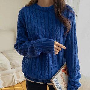 남녀공용 꽈배기 라운드니트