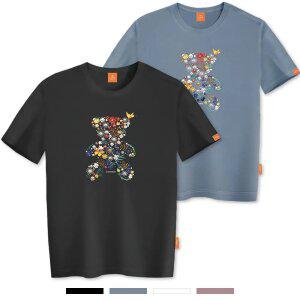 엘라모 플라워베어 반팔 티셔츠 남녀공용 빅사이즈 S~4XL