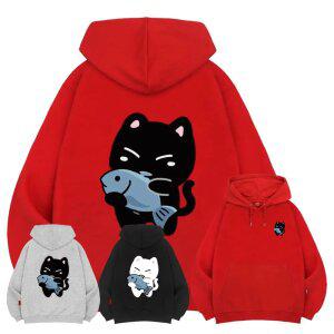 엘라모 3H 피쉬앤캣 후드티 남녀공용 빅사이즈 M~4XL