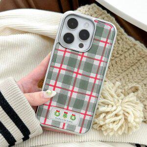 크리스마스 빈티지 체크 케이스 갤럭시 S25 S24 S23 S22 울트라 엣지 아이폰 17 16 15