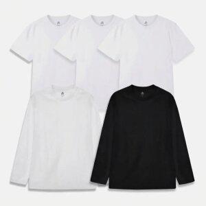 [베이직하우스][5PACK] 순면20수 헤비웨이트 (긴팔+반팔)티셔츠 2+3팩