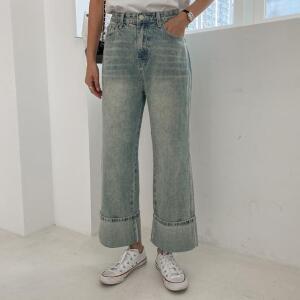 [시크릿라벨] [NEW시즌] 워싱 롤업 데님 팬츠