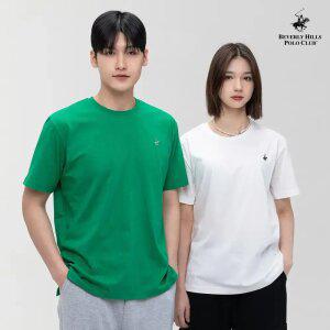 [비버리힐즈폴로클럽] 베이직 코튼 반팔 라운드 면티 남자 커플 티셔츠