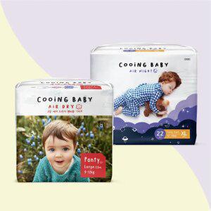 쿠잉 에어드라이+에어나이트 기저귀 /4팩+4팩/ 프리미엄 낮+밤 기저귀 추천