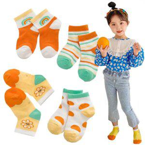 오렌지 햇님 매쉬 양말 4족세트(1029)