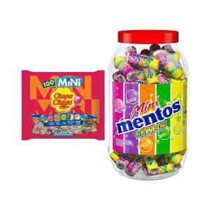 농심 츄파춥스 미니 100입, 1개 + 미니 뉴레인보우 1000g, 100입, 1개