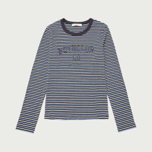 여성 스트라이프 레터링 롱슬리브 티셔츠_097(10530-131-616-45)