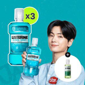 리스테린 쿨민트 750ml, 3개 + 증정(그린티 마일드 100ml, 1개)