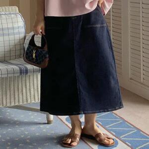 MADE 피넛진 스판 일자 생지데님 스커트 ‘이염 NO! 논페이드’