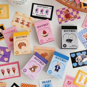 레트로 다꾸 스티커 팩 50매 곰돌이 디저트 스티커