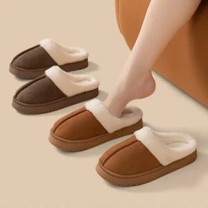 모던 트렌디 스웨이드 융털 기모 안감 겨울 털 실내화 심플 베이직 데일리 퍼 슬리퍼