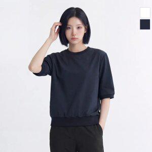 웨스트우드 여성 우븐 레이어드 5부 라운드티_WO1WCTR406