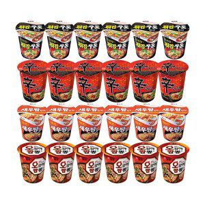 농심 신라면컵, 62g, 6개 + 튀김우동컵, 62g, 6개 + 새우탕컵, 67g 6개 + 오징어짬뽕컵
