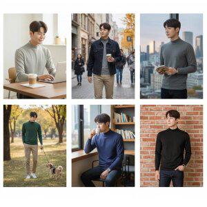 [홈쇼핑 판매상품] 봄 남성 하프넥 티셔츠 11종택1