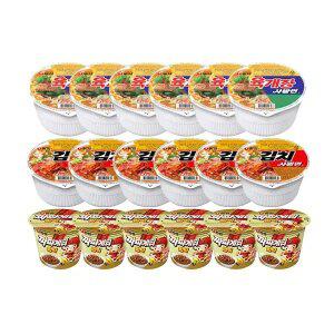 농심 육개장사발면, 86g, 6개 + 김치사발면, 86g, 6개 + 짜파게티범벅, 70g, 6개